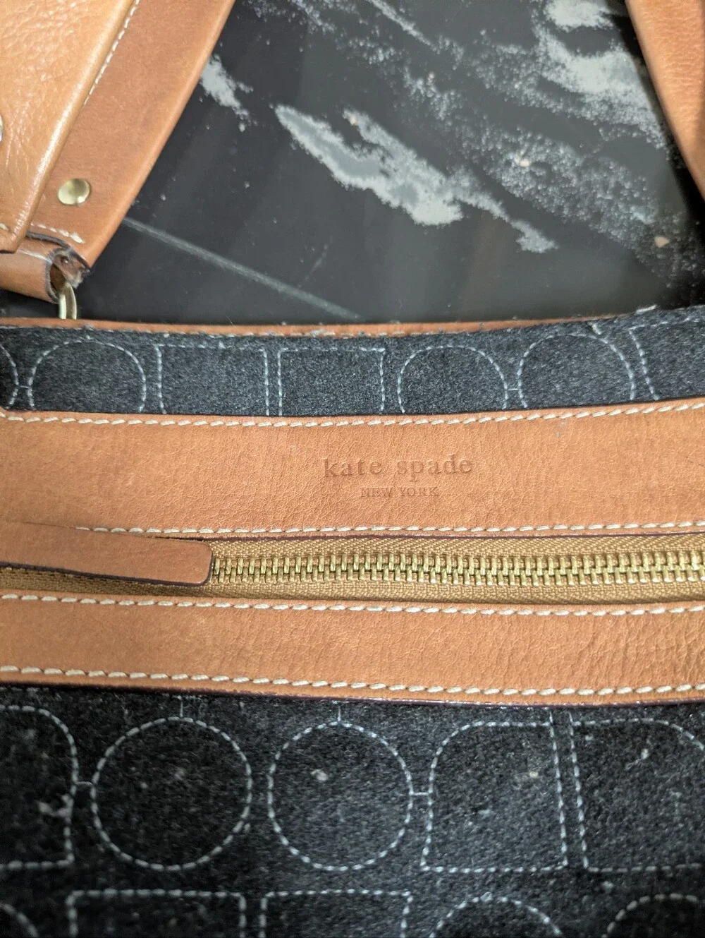 Kate Spade Gray Wool Geometric Pattern Handbag